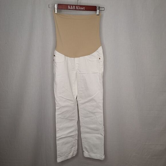 LED White Maternity Cropped Jeans Size 26,2,24 - Picture 1 of 2